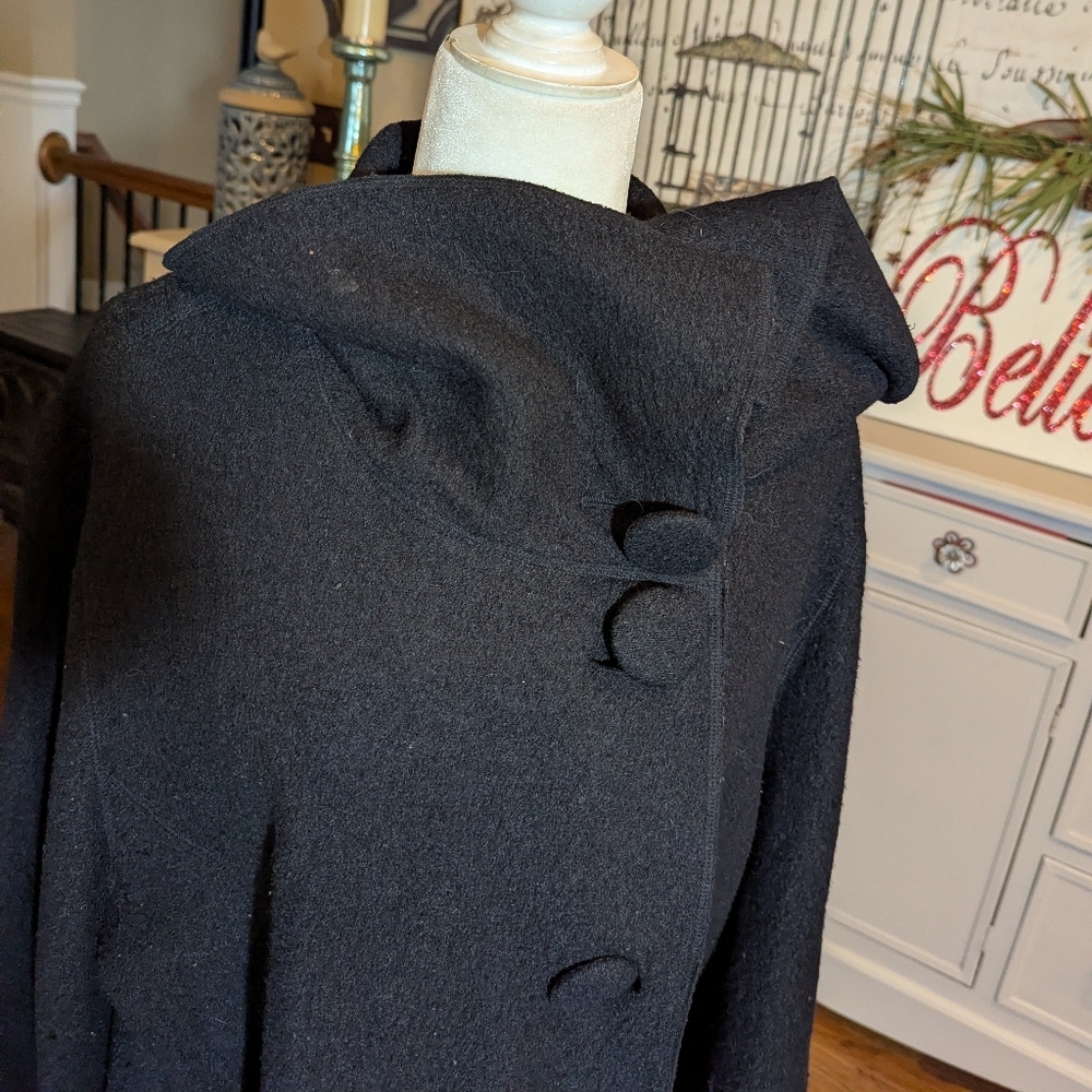Sandro Boiled Wool Swing Jacket Plus Size Designer Minimalist Sz 1x - Picture 2 of 11
